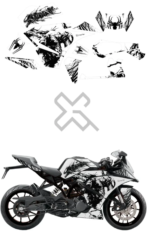 Venom Edition Full Body Sticker Compatible with RC 125/200/390 | Printed In Premium Matte Vinyl With FPF(Fade Protection Film), Water Proof, Precut Sticker, Pack Of 1 Compatible with Both  Side